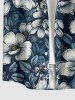 Flowers Leaf Print Buttons Pocket Hawaii Shirt For Men - Paon Bleu S