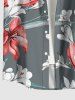 Flowers Leaf Print Buttons Pocket Hawaii Shirt For Men - Gris Clair M
