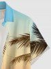 Chemise hawaïenne grande taille pour homme, imprimé ombré cocotier, boutons et poche. - Bleu clair S