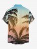 Chemise hawaïenne grande taille pour homme, imprimé ombré cocotier, boutons et poche. - Bleu clair S