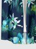 Plus Size Flowers Tropical Leaf Print Buttons Pocket Hawaii Shirt For Men -  