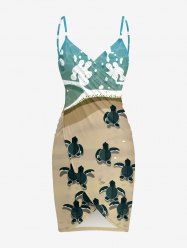 Turtle Sea Print Hawaii Sea Creatures Convertible Beach Cover Up -  