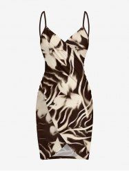 Flower Striped Curve Print Hawaii Convertible Beach Cover Up -  