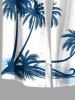 Matching Hawaii Shirt and Romper Beach Outfit Coconut Tree Sea Waves Print for Couples - Blanc 