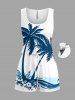 Matching Hawaii Shirt and Romper Beach Outfit Coconut Tree Sea Waves Print for Couples - Blanc 