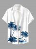 Matching Hawaii Shirt and Romper Beach Outfit Coconut Tree Sea Waves Print for Couples - Blanc 