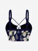 Ombre Flower Print Hawaii Lace Up Tankini Top(Adjustable Shoulder Strap) -  