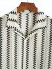 Men's Lace Openwork Geometric Chevron Zigzag Pattern Camp Collar Button Up Short Sleeves Shirt -  