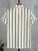 Men's Lace Openwork Geometric Chevron Zigzag Pattern Camp Collar Button Up Short Sleeves Shirt -  