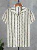 Men's Lace Openwork Geometric Chevron Zigzag Pattern Camp Collar Button Up Short Sleeves Shirt -  