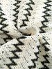 Men's Lace Openwork Geometric Chevron Zigzag Pattern Camp Collar Button Up Short Sleeves Shirt -  