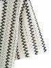 Men's Lace Openwork Geometric Chevron Zigzag Pattern Camp Collar Button Up Short Sleeves Shirt -  