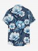 Plus Size Flowers Leaf Print Buttons Pocket Hawaii Shirt For Men -  