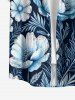 Plus Size Flowers Leaf Print Buttons Pocket Hawaii Shirt For Men -  