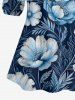Flowers Leaf Print Cold Shoulder Ruffles Cover Hawaii Blouse - Bleu profond 4XL