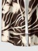 Flower Striped Curve Print Hawaii Button Pocket Shirt For Men -  