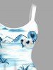 Plus Size Hibiscus Flower Coconut Tree Print Hawaii Tank Dress -  