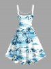 Plus Size Hibiscus Flower Coconut Tree Print Hawaii Tank Dress -  
