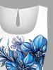 Flowers Leaf Print Cinched Hawaii Romper -  