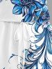 Plus Size Flowers Leaf Print Cinched Hawaii Romper -  