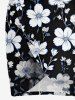 Plus Size Flower Leaf Print Convertible Hawaii Beach Cover - Noir L