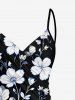 Plus Size Flower Leaf Print Convertible Hawaii Beach Cover - Noir L