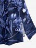 Flower Leaf Print Split Hawaii Skirt - Bleu profond XS