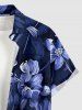 Flower Leaf Print Buttons Pocket Hawaii Shirt For Men - Bleu profond 2XL