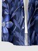 Flower Leaf Print Buttons Pocket Hawaii Shirt For Men - Bleu profond 2XL