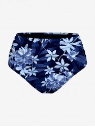 Flower Leaf Plant Print Hawaii Swim Bottom - Cadetblue L
