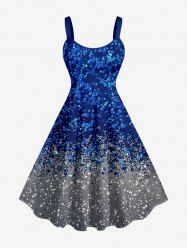 Sparkling Sequin 3D Print Hawaii Tank Dress - Bleu profond XXS