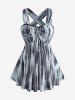 Bubble Ombre Print Overlap Panel Lace Trim Tank Top and Skull Leggings Plus Size Outfit -  