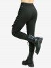 Bubble Ombre Print Overlap Panel Lace Trim Tank Top and Skull Leggings Plus Size Outfit -  