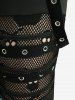 Bubble Ombre Print Overlap Panel Lace Trim Tank Top and Skull Leggings Plus Size Outfit -  