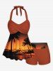 Coconut Tree Ombre Dusk Print Matching Hawaii Beach Outfit For Couples -  
