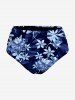 Flower Leaf Plant Print Hawaii Plus Size Matching Set -  