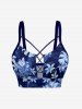 Flower Leaf Plant Print Hawaii Plus Size Matching Set -  