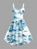 Hibiscus Flower Coconut Tree Print Matching Hawaii Beach Outfit For Couples -  