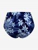 Flower Leaf Plant Print Hawaii Plus Size Matching Set -  