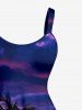 Coconut Tree Ombre Dusk Sky Print Hawaii A Line Dress - Concorde 4X