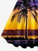 Coconut Tree Ombre Dusk Sky Print Hawaii A Line Dress - Concorde 4X
