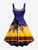 Coconut Tree Ombre Dusk Sky Print Hawaii A Line Dress - Concorde 4X