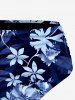 Flower Leaf Plant Print Hawaii Swim Bottom - Cadetblue L