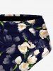 Ombre Flower Print Hawaii Swim Bottom -  