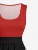 Skull Patriotic American Flag Print Vintage Swing A Line Dress -  