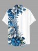 Flowers Leaf Print Buttons Pocket Hawaii Shirt For Men -  