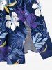 Flowers Leaf Tropical Print Split Hawaii Midi Dress -  