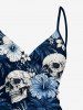 Plus Size Coconut Tree Skull Hibiscus Flower Print Convertible Hawaii Beach Cover -  