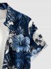 Plus Size Coconut Tree Skull Hibiscus Flower Print Buttons Pocket Hawaii Shirt For Men -  