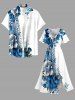 Flowers Leaf Print Split Hawaii Midi Dress -  